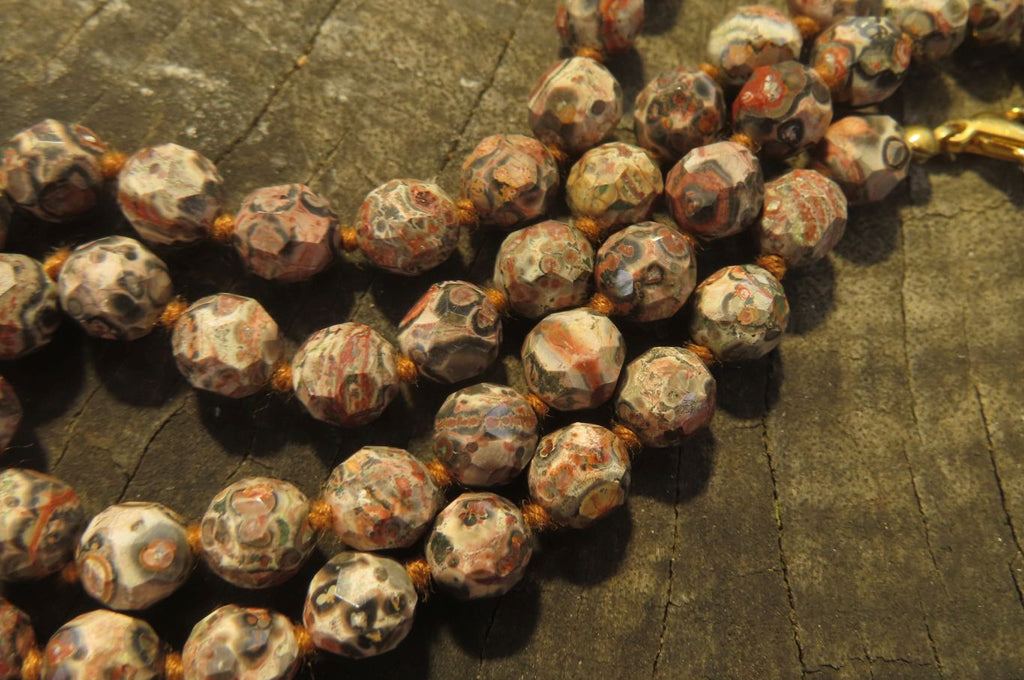 Polished Snakeskin Rhyolite Jasper Faceted Bead Necklace - Sold per Item - From Australia - Toprock Gemstones and Minerals 