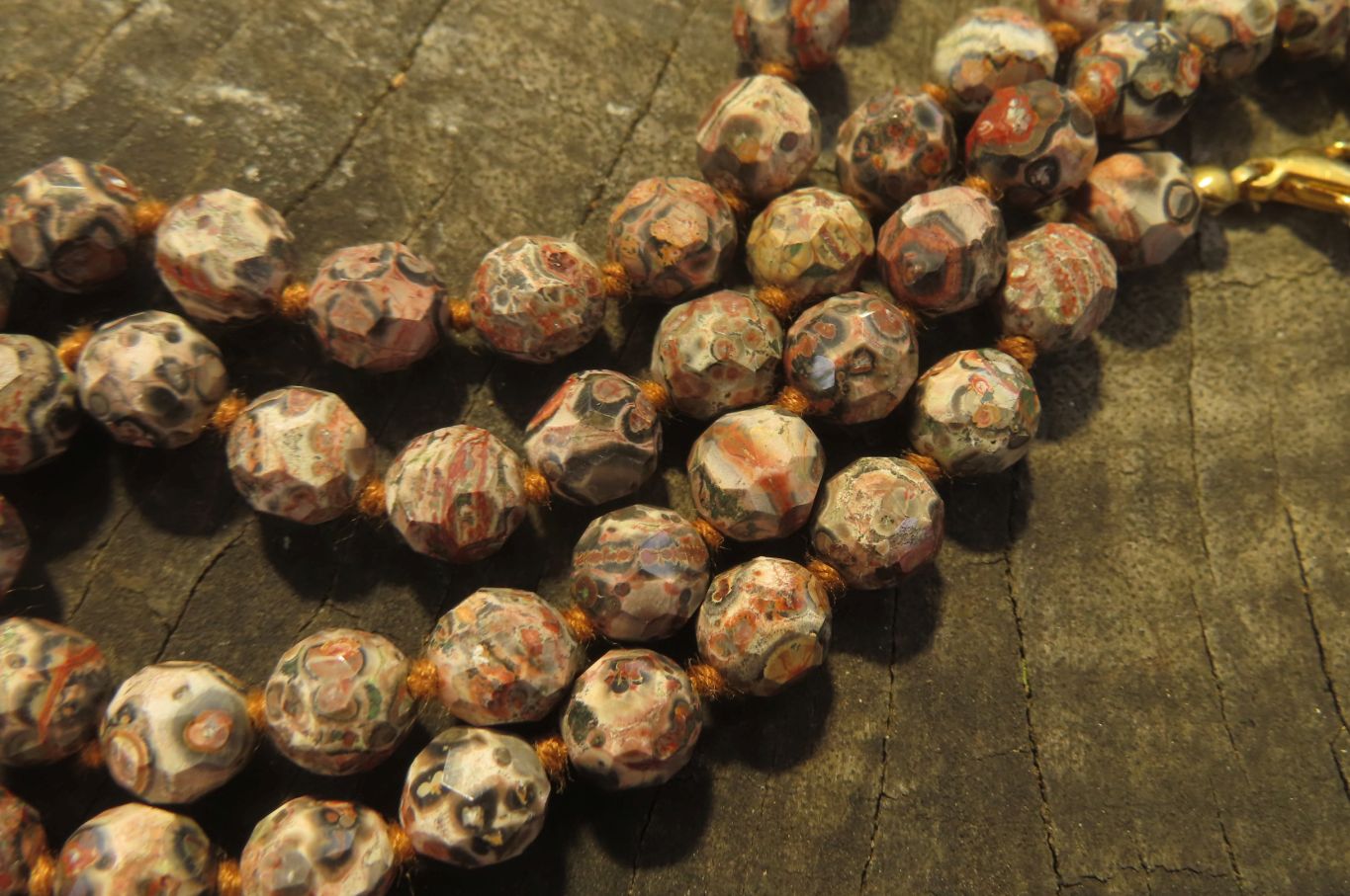 Polished Snakeskin Rhyolite Jasper Faceted Bead Necklace - Sold per Item - From Australia - Toprock Gemstones and Minerals 