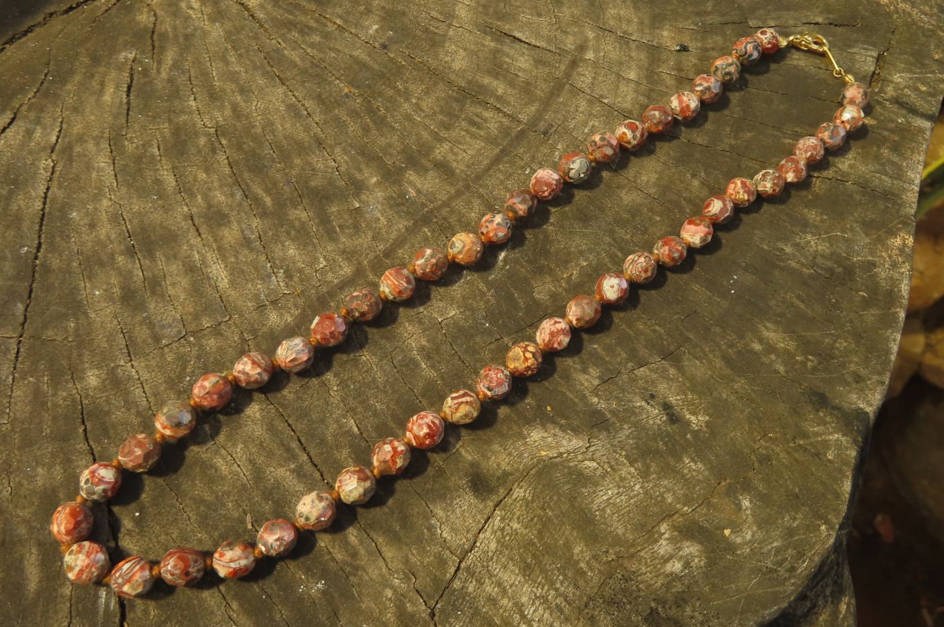 Polished Snakeskin Rhyolite Jasper Faceted Bead Necklace - Sold per Item - From Australia - Toprock Gemstones and Minerals 