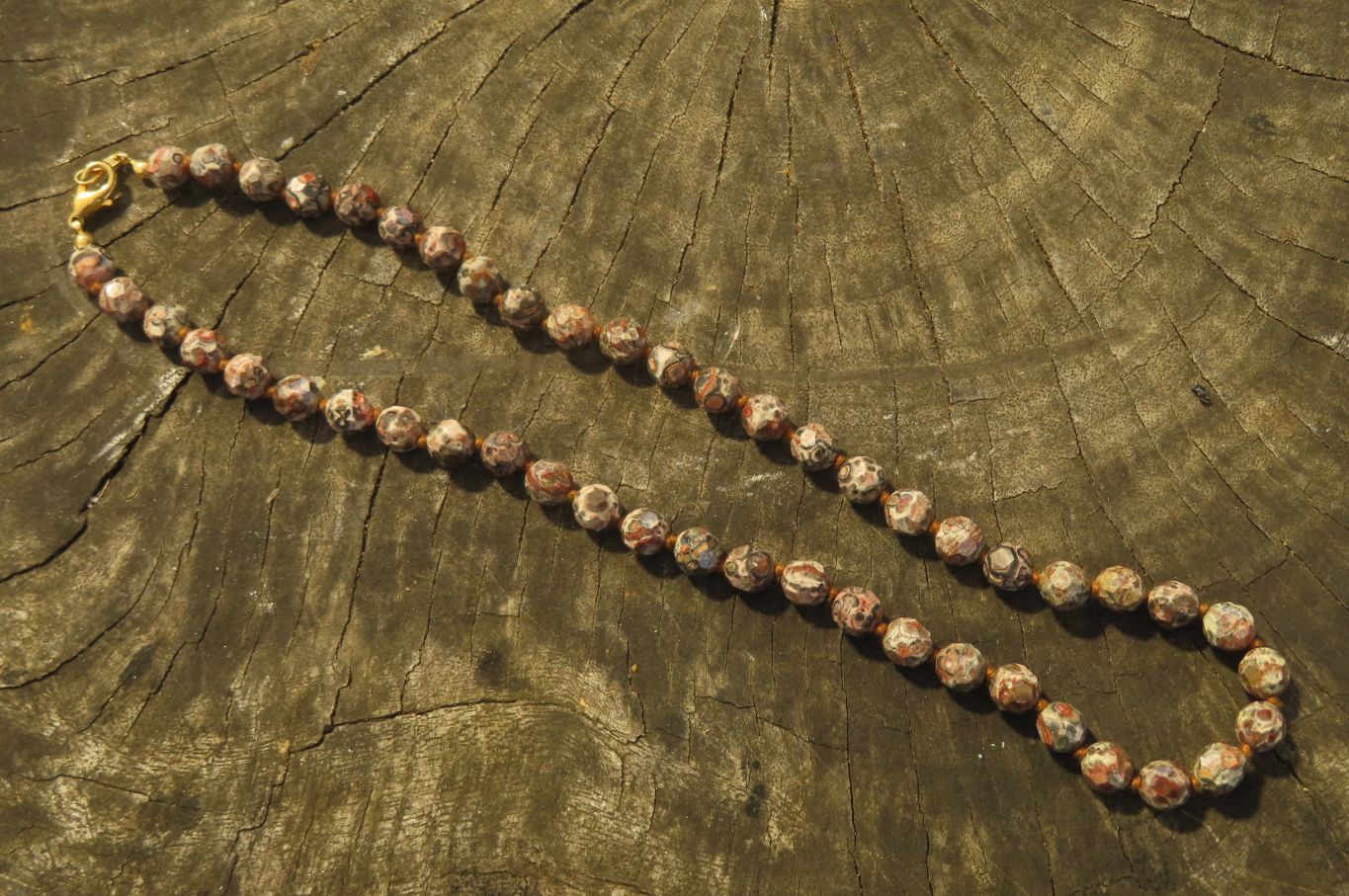 Polished Snakeskin Rhyolite Jasper Faceted Bead Necklace - Sold per Item - From Australia - Toprock Gemstones and Minerals 