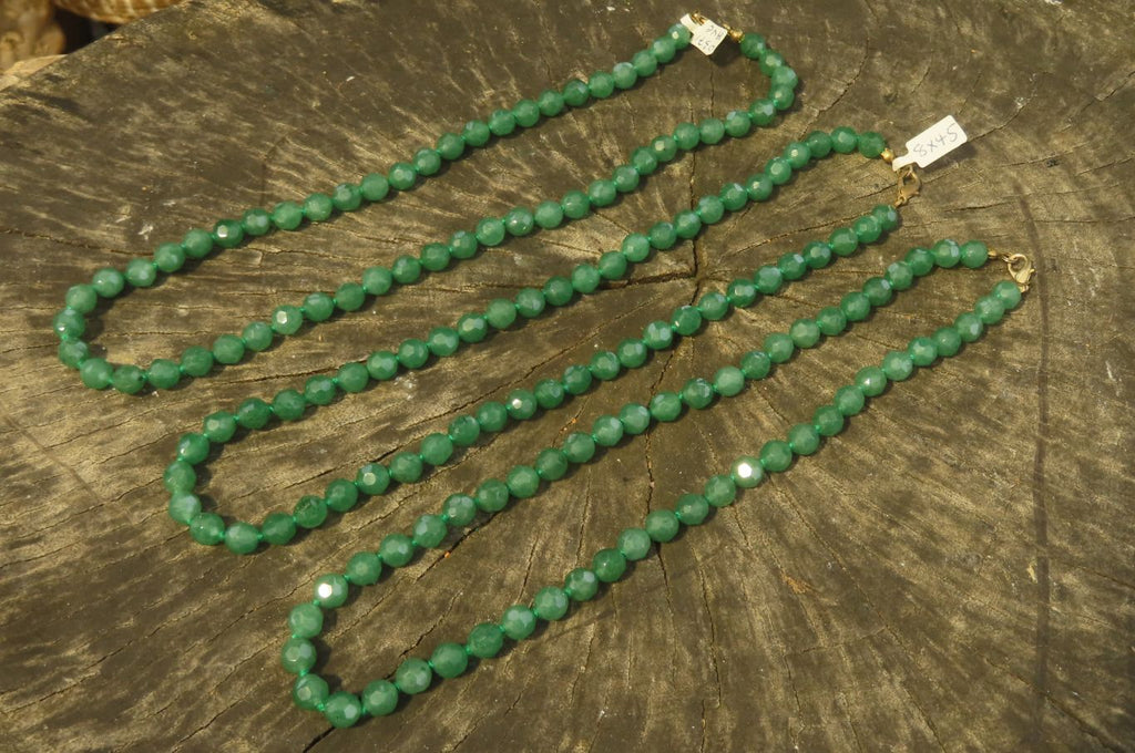 Polished Emerald Aventurine Faceted Bead Necklace - Sold Per Item - From Zimbabwe - Toprock Gemstones and Minerals 