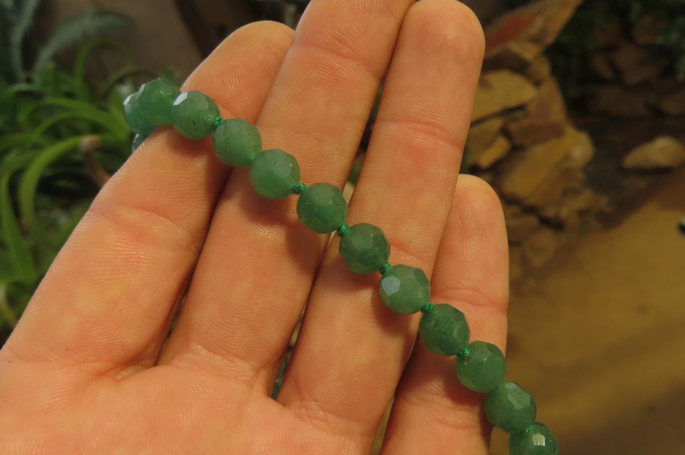Polished Emerald Aventurine Faceted Bead Necklace - Sold Per Item - From Zimbabwe - Toprock Gemstones and Minerals 