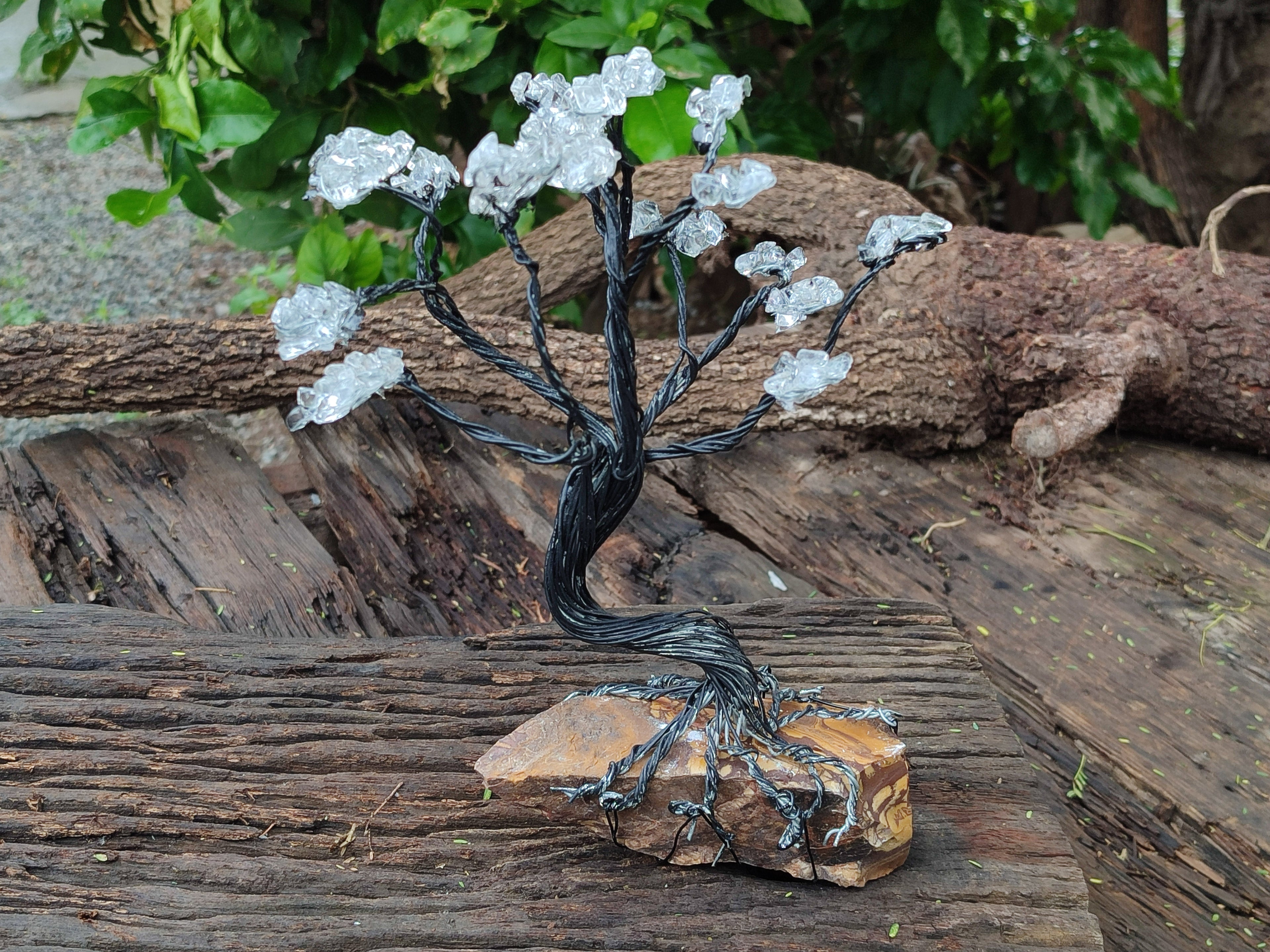 Hand Made Clear Quartz Copper Wire Wrap Tree On Cobbed Nguni Jasper x 1 From South Africa - Toprock Gemstones and Minerals 