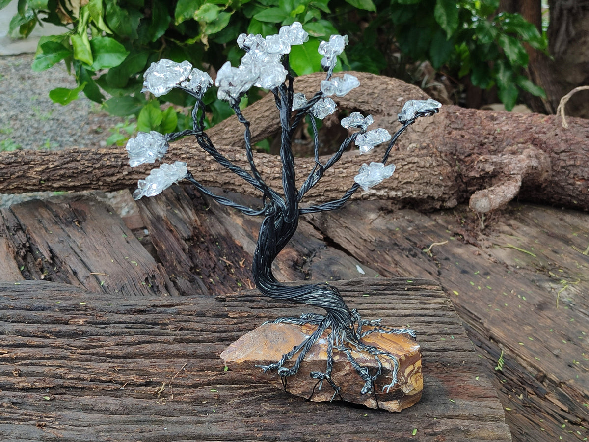 Hand Made Clear Quartz Copper Wire Wrap Tree On Cobbed Nguni Jasper x 1 From South Africa - Toprock Gemstones and Minerals 