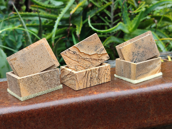 Hand Made Mini Namibian Desert Picture Stone Jasper Jewellery Box - Sold per Item - From Namibia