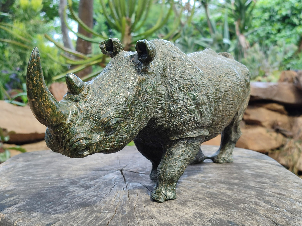 Hand Made Green Verdite Rhino Carving x 1 From Zimbabwe - Toprock Gemstones and Minerals 