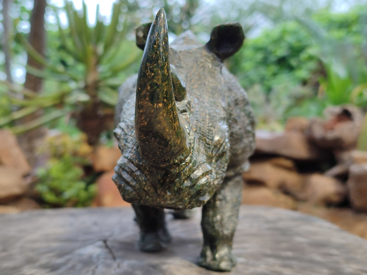 Hand Made Green Verdite Rhino Carving x 1 From Zimbabwe - Toprock Gemstones and Minerals 