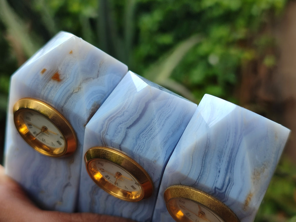 Polished Blue Lace Agate Clock Towers - sold per item - From Namibia - Toprock Gemstones and Minerals 