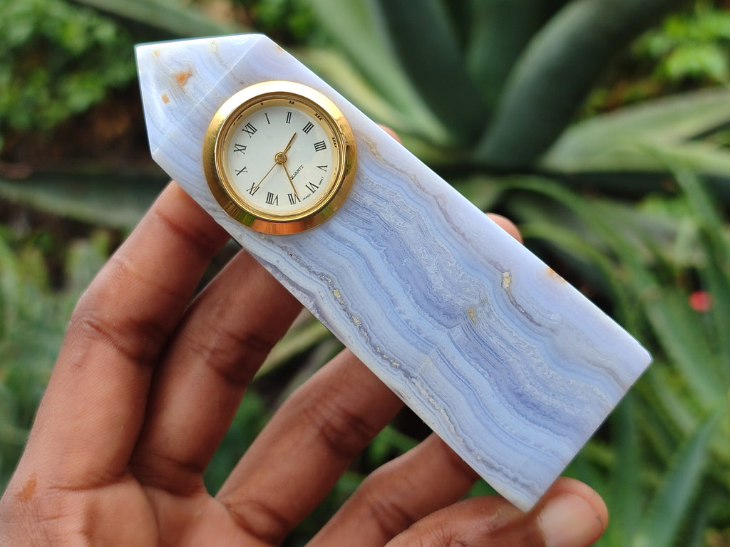 Polished Blue Lace Agate Clock Towers - sold per item - From Namibia - Toprock Gemstones and Minerals 