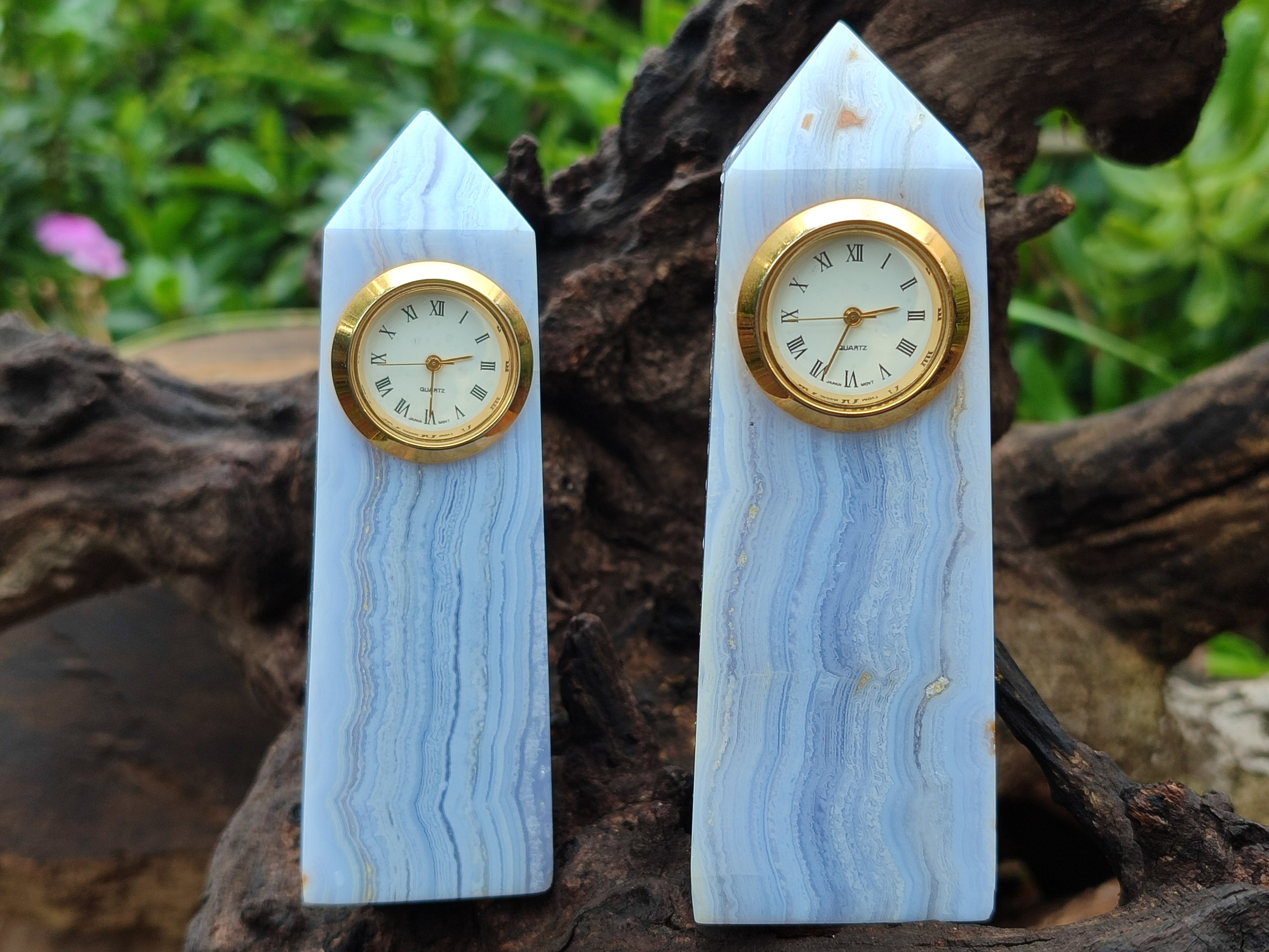 Polished Blue Lace Agate Clock Towers - sold per item - From Namibia - Toprock Gemstones and Minerals 