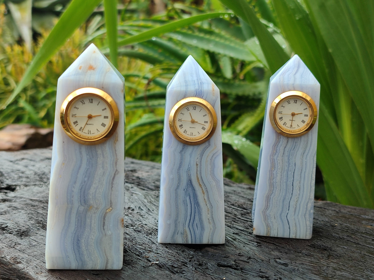 Polished Blue Lace Agate Clock Towers - sold per item - From Namibia - Toprock Gemstones and Minerals 