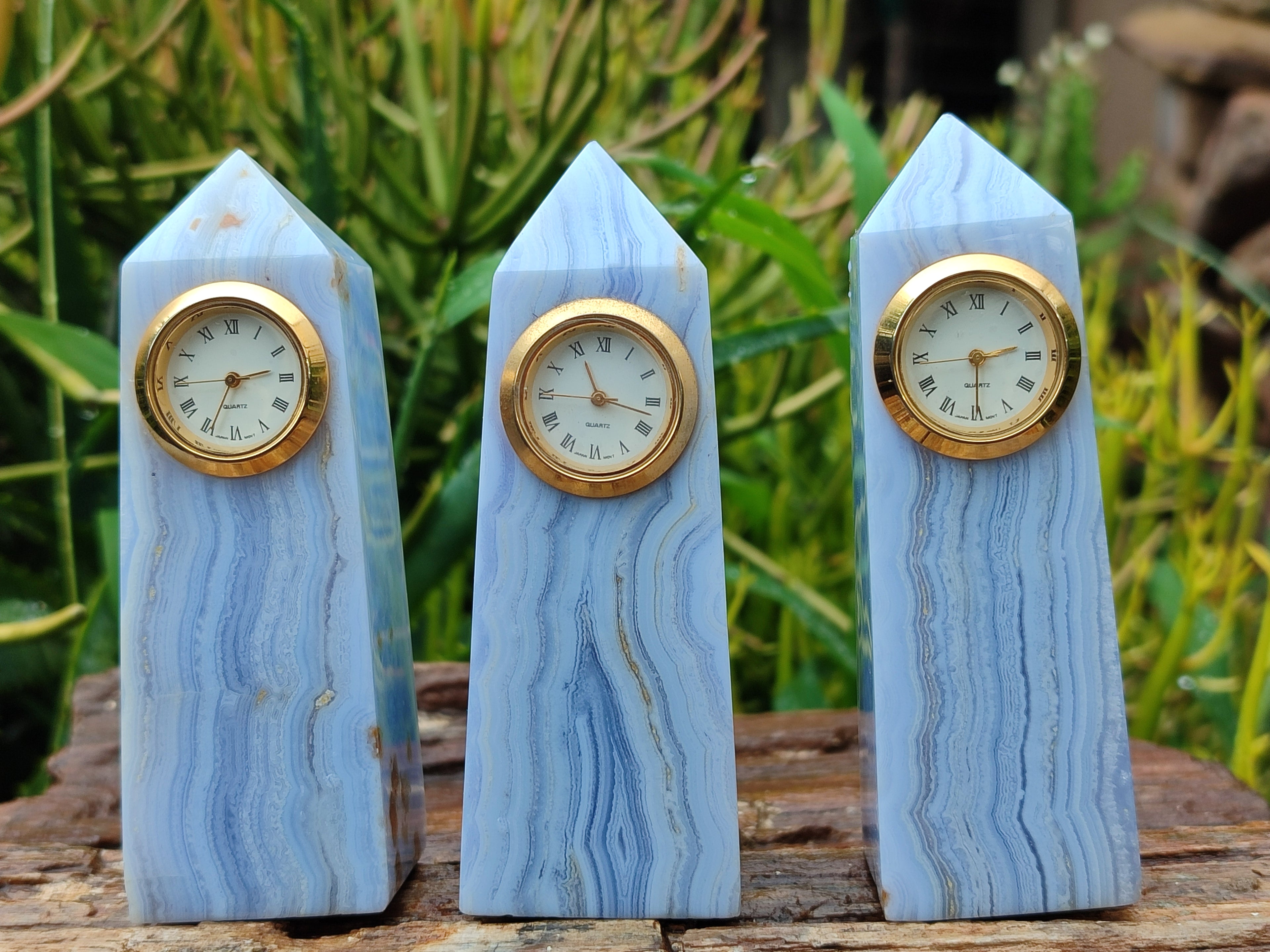 Polished Blue Lace Agate Clock Towers - sold per item - From Namibia - Toprock Gemstones and Minerals 