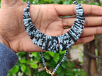 Polished Snowflake Obsidian Beaded Egyptian Choker Necklace - Sold per Item - From Mexico - Toprock Gemstones and Minerals 
