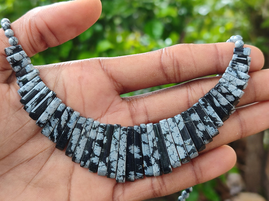 Polished Snowflake Obsidian Beaded Egyptian Choker Necklace - Sold per Item - From Mexico - Toprock Gemstones and Minerals 
