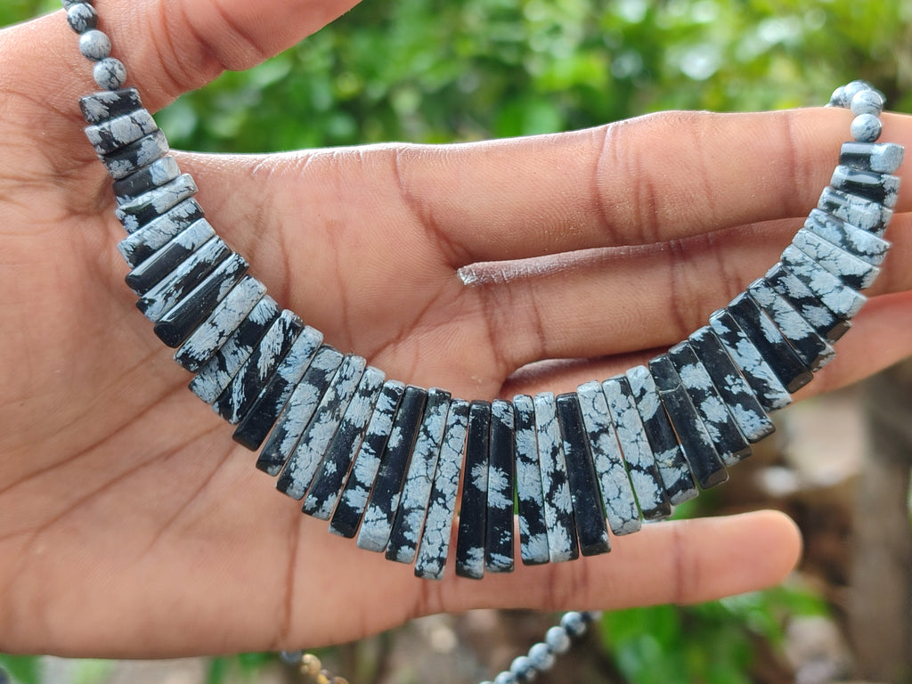 Polished Snowflake Obsidian Beaded Egyptian Choker Necklace - Sold per Item - From Mexico - Toprock Gemstones and Minerals 
