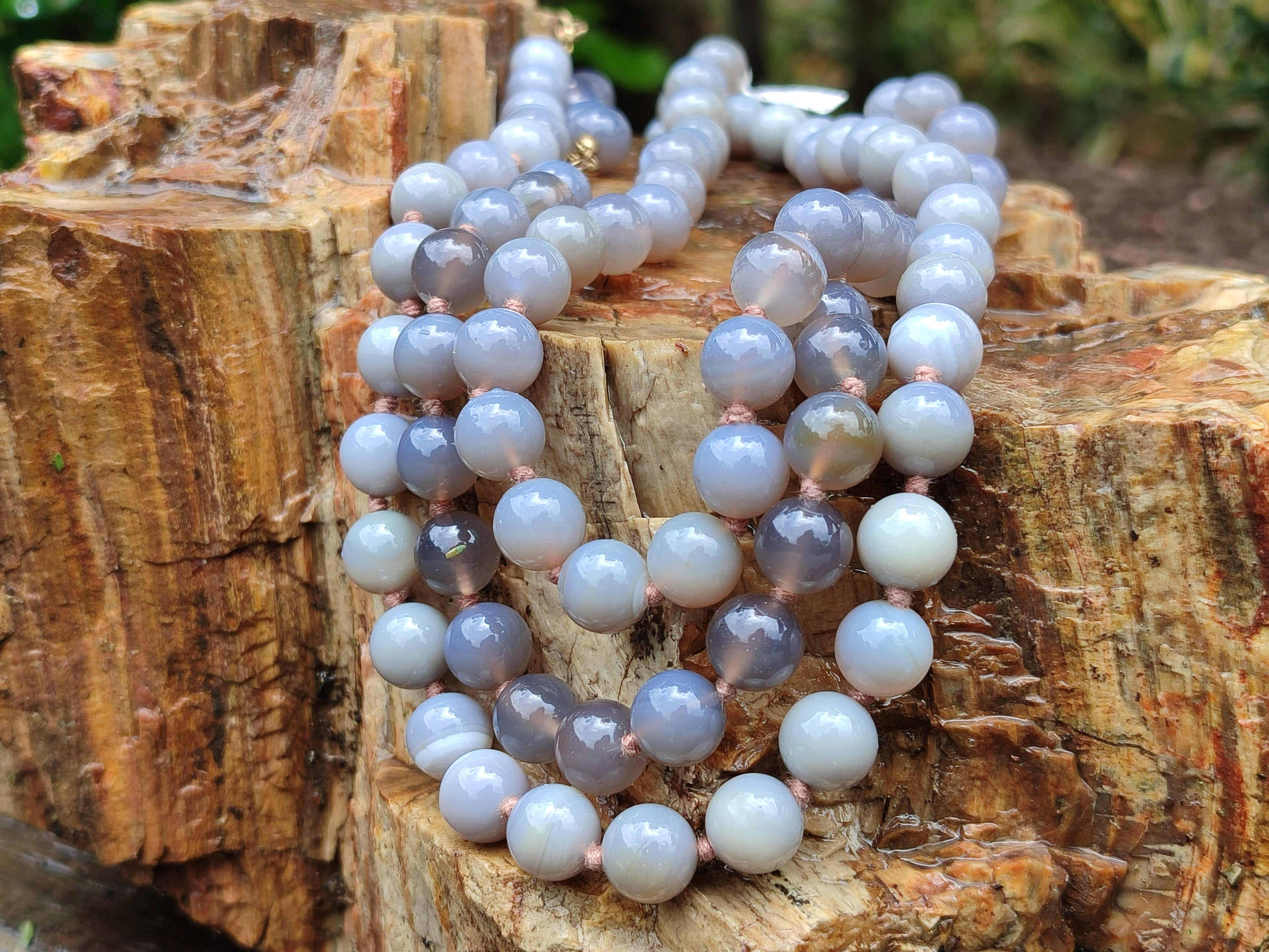 Polished Botswana Agate Ball Shaped Beaded Necklace - Sold Per Item- From Botswana - Toprock Gemstones and Minerals 
