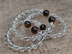 Polished Quartz Crystal & Tigers Eye Clip On Bracelet - sold per Item - From Brazil - Toprock Gemstones and Minerals 