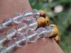 Polished Quartz Crystal & Tigers Eye Clip On Bracelet - sold per Item - From Brazil - Toprock Gemstones and Minerals 
