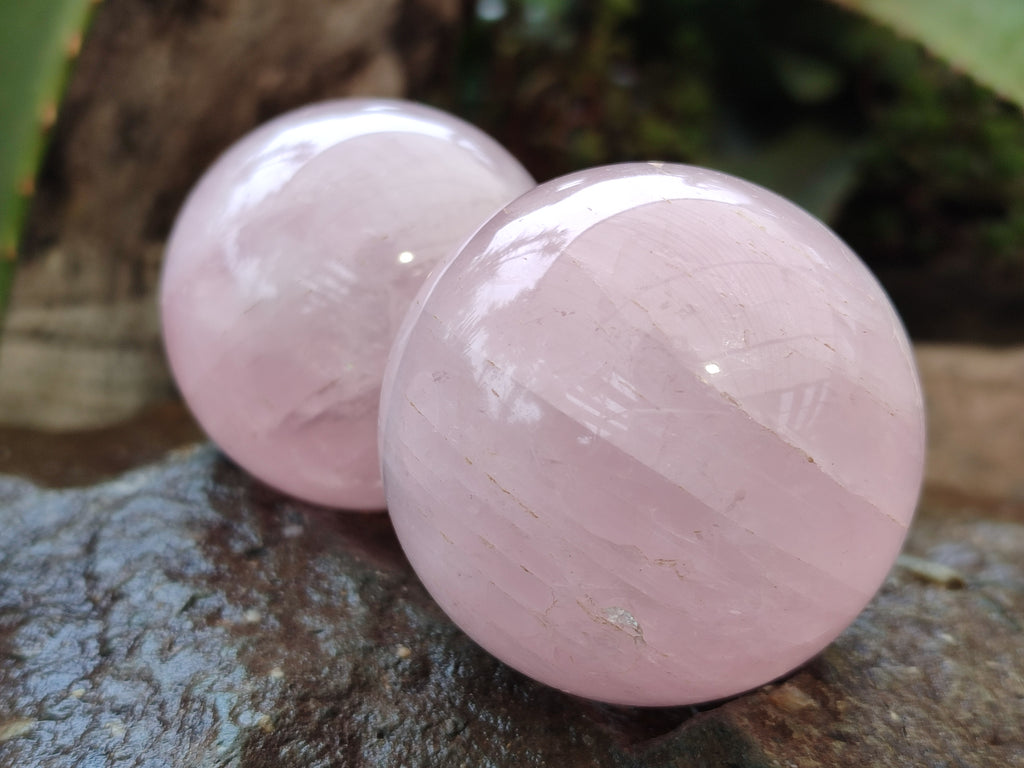 Polished Rose Quartz Spheres x 6 From Madagascar - Toprock Gemstones and Minerals 
