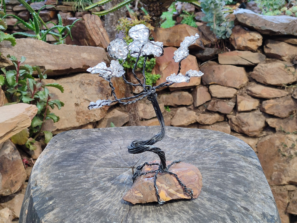 Hand Made Clear Quartz Copper Wire Wrap Tree On Cobbed Nguni Jasper x 1 From South Africa - Toprock Gemstones and Minerals 