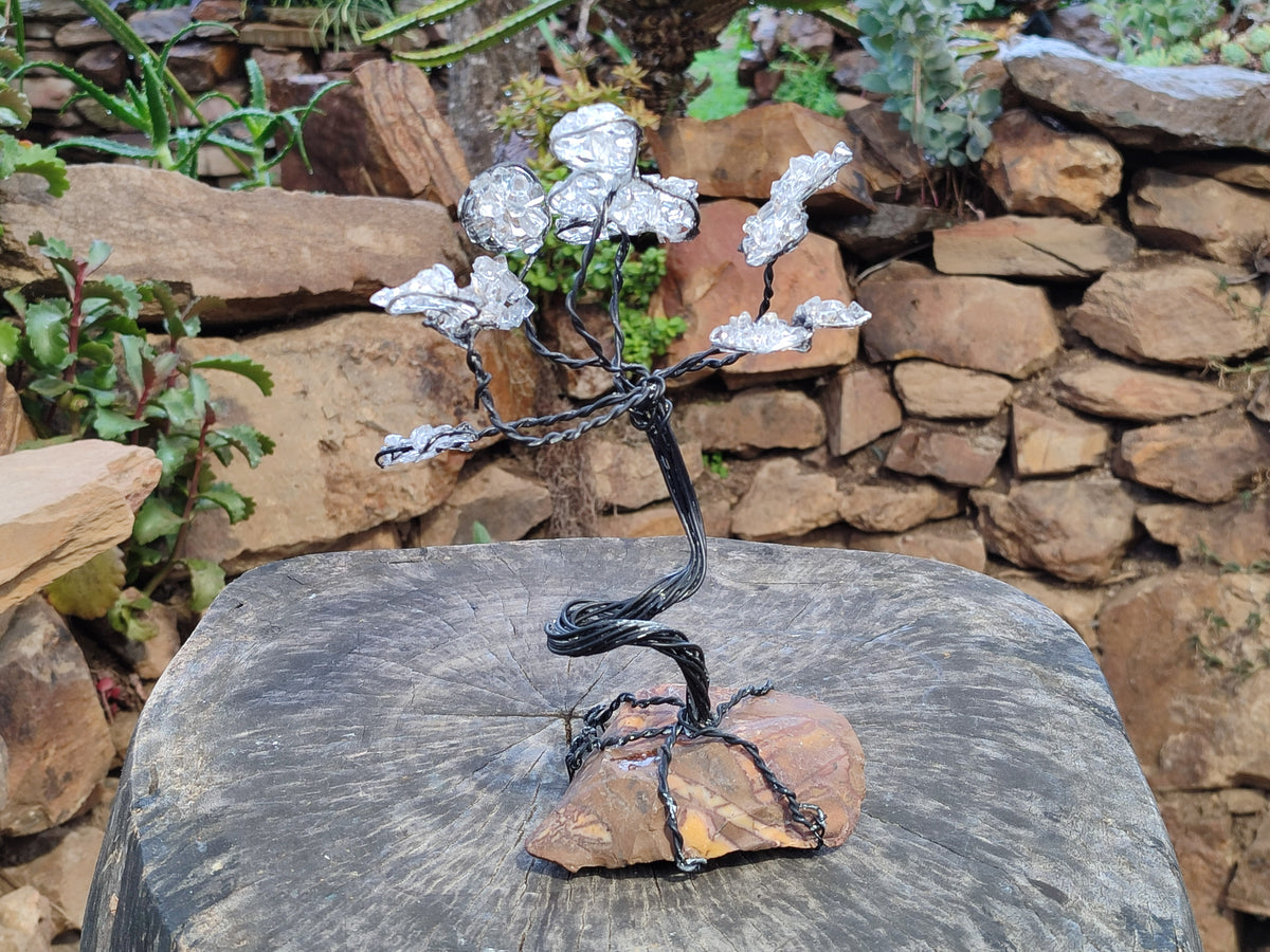 Hand Made Clear Quartz Copper Wire Wrap Tree On Cobbed Nguni Jasper x 1 From South Africa - Toprock Gemstones and Minerals 