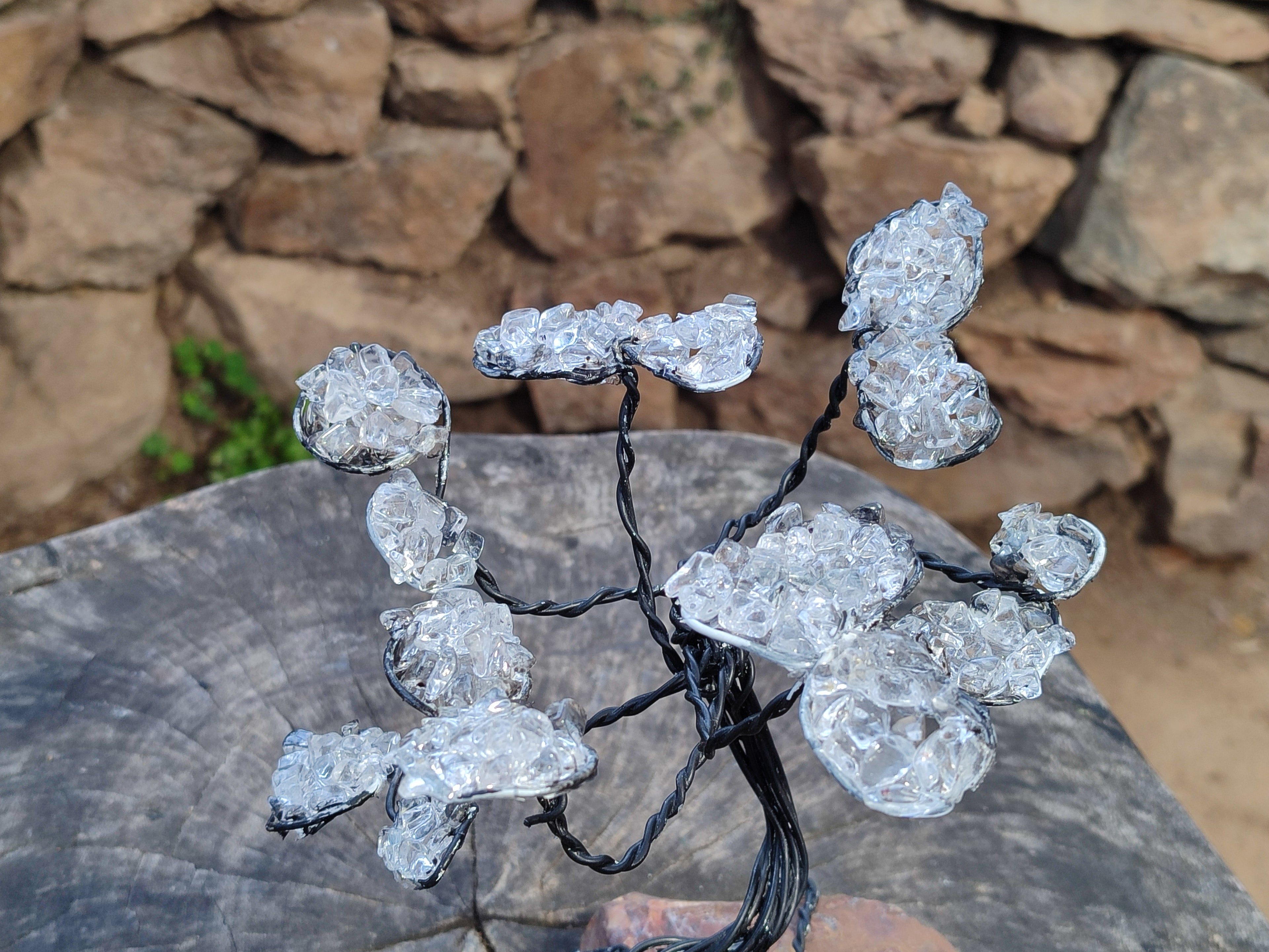 Hand Made Clear Quartz Copper Wire Wrap Tree On Cobbed Nguni Jasper x 1 From South Africa - Toprock Gemstones and Minerals 