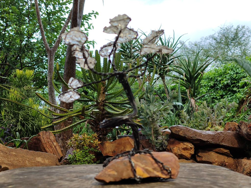 Hand Made Clear Quartz Copper Wire Wrap Tree On Cobbed Nguni Jasper x 1 From South Africa - Toprock Gemstones and Minerals 