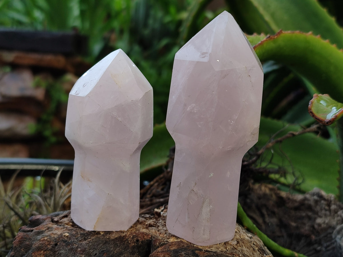 Polished Rose Quartz Sceptre Crystals x 6 From Madagascar - Toprock Gemstones and Minerals 