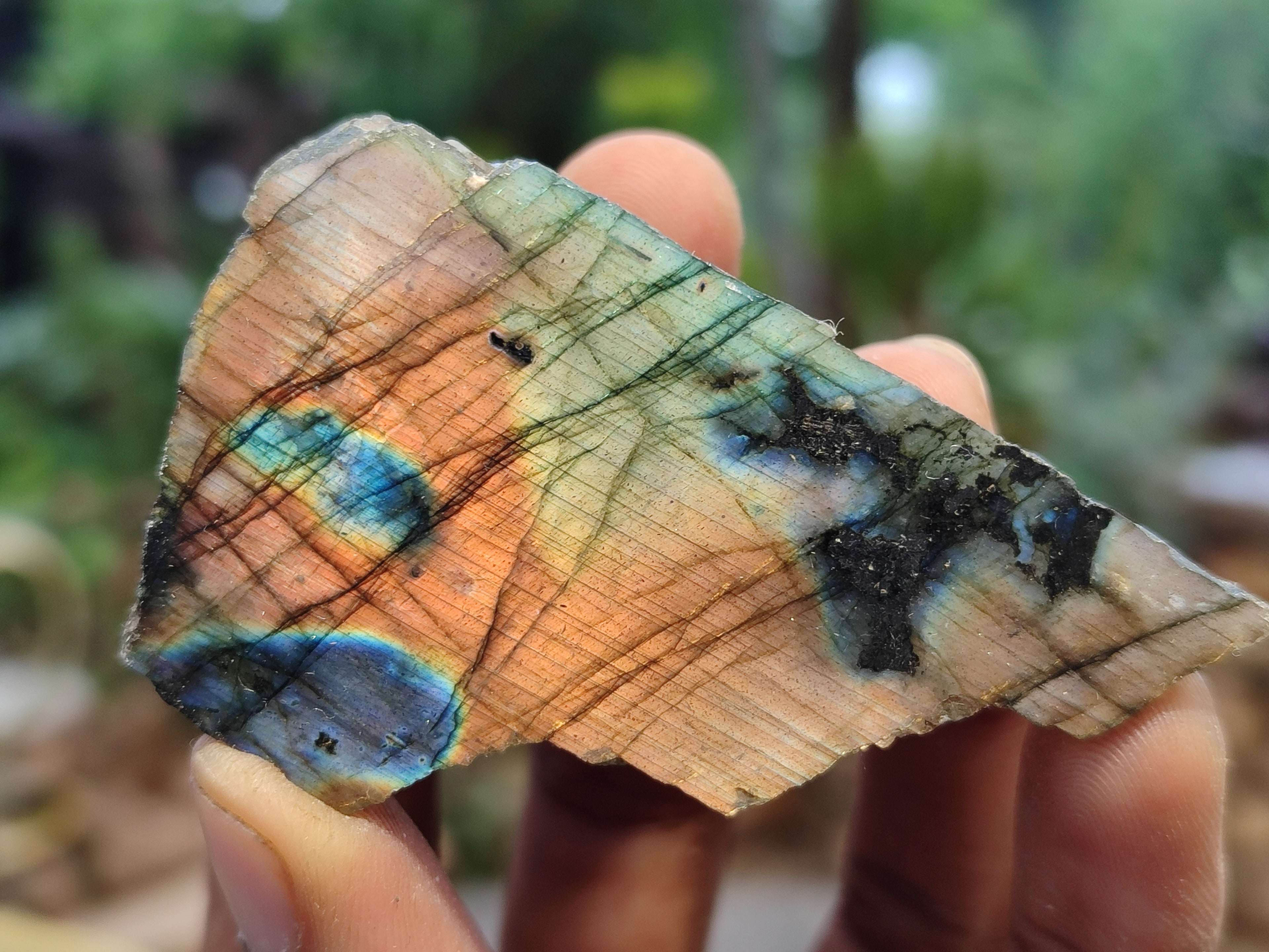 Polished On One Side Labradorite x 12 From Tulear, Madagascar - Toprock Gemstones and Minerals 