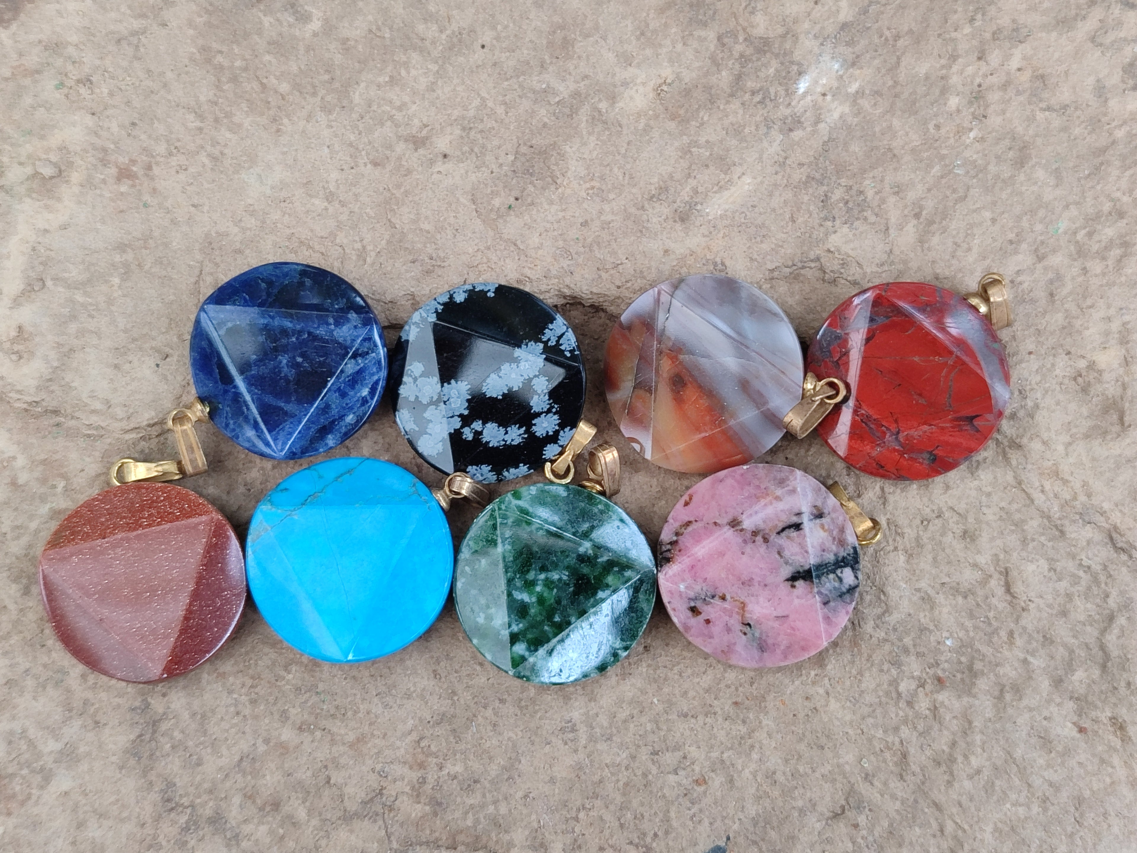 Hand Made Box Set of 12 Mixed Gemstone Faceted Satellite Pendants - Sold Per Box - From Southern Africa - Toprock Gemstones and Minerals 