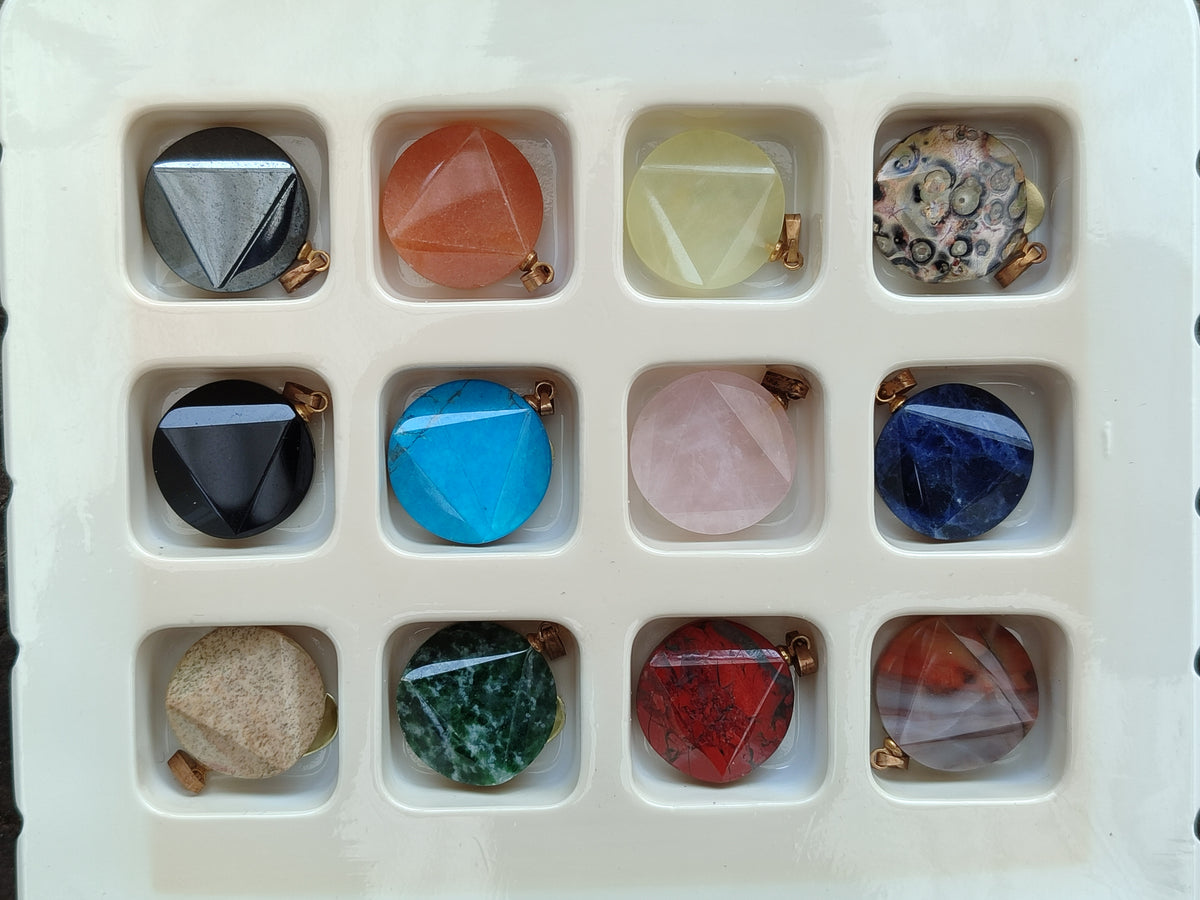 Hand Made Box Set of 12 Mixed Gemstone Faceted Satellite Pendants - Sold Per Box - From Southern Africa - Toprock Gemstones and Minerals 