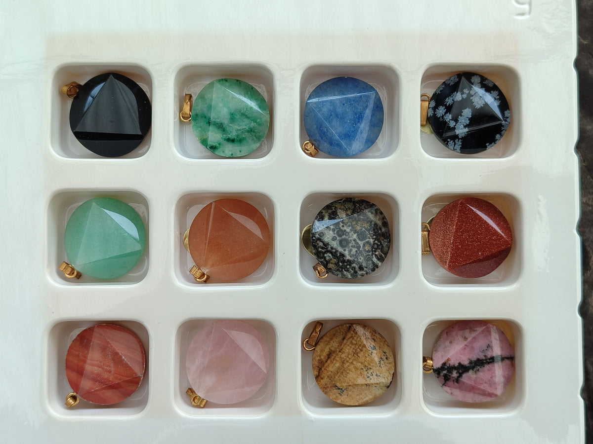 Hand Made Box Set of 12 Mixed Gemstone Faceted Satellite Pendants - Sold Per Box - From Southern Africa - Toprock Gemstones and Minerals 