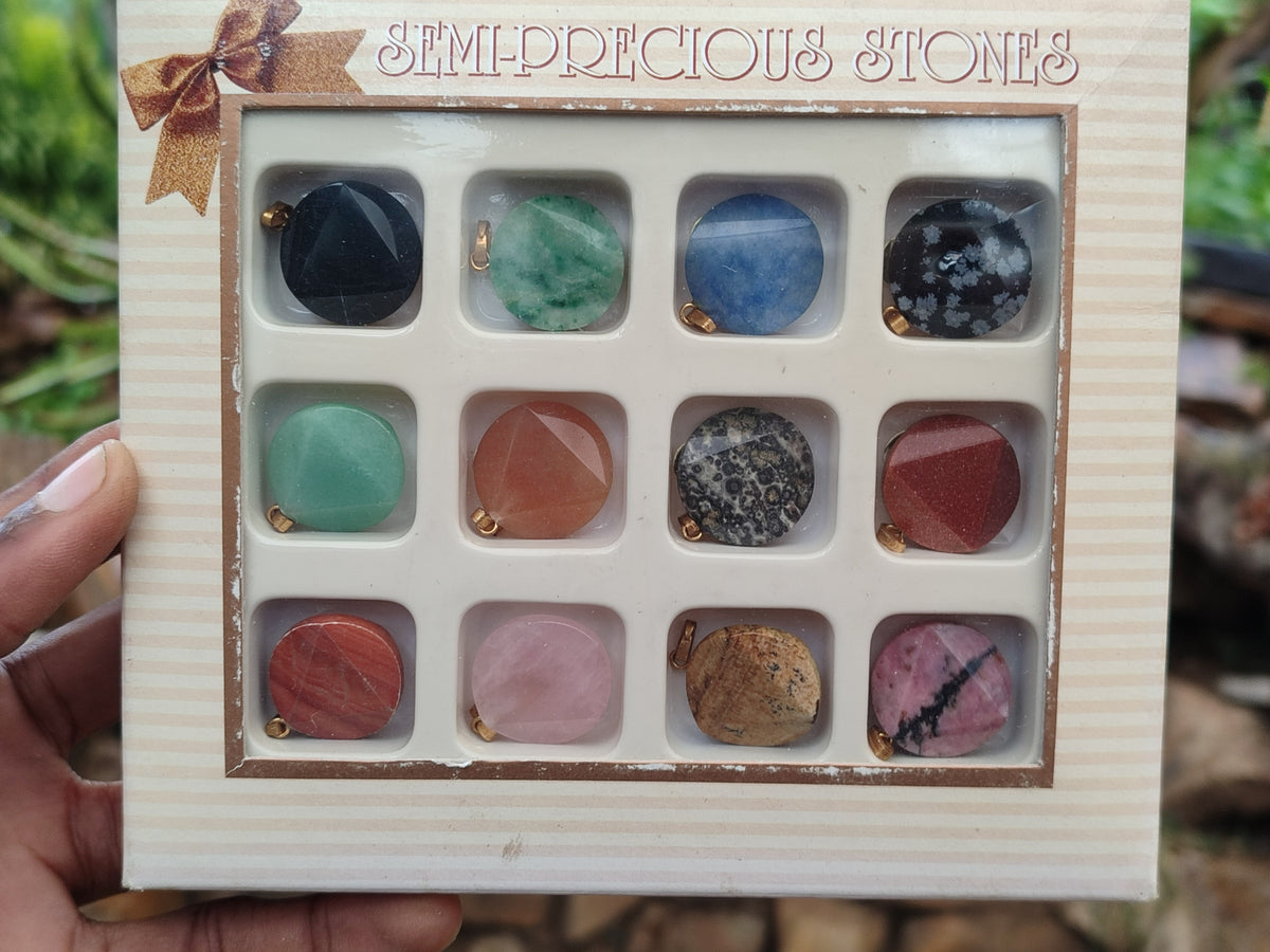 Hand Made Box Set of 12 Mixed Gemstone Faceted Satellite Pendants - Sold Per Box - From Southern Africa - Toprock Gemstones and Minerals 
