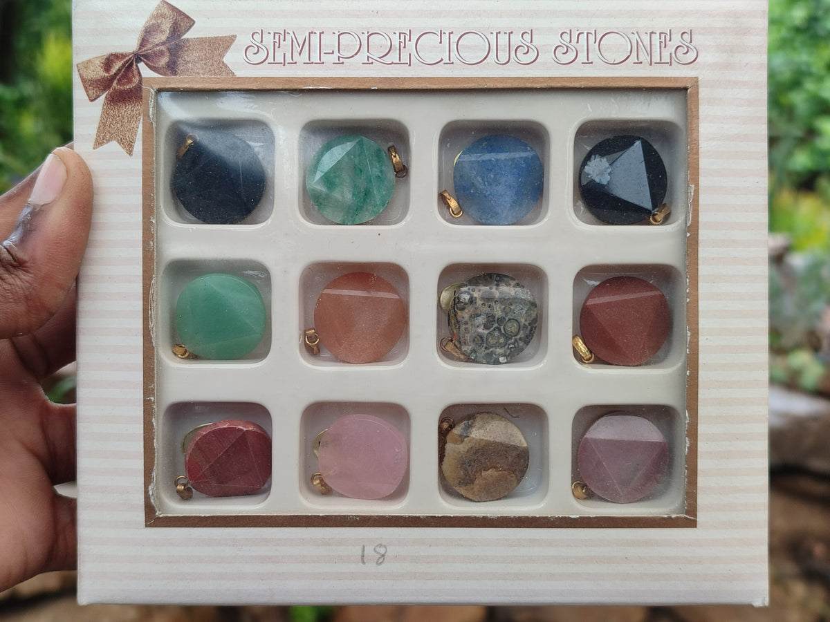 Hand Made Box Set of 12 Mixed Gemstone Faceted Satellite Pendants - Sold Per Box - From Southern Africa - Toprock Gemstones and Minerals 