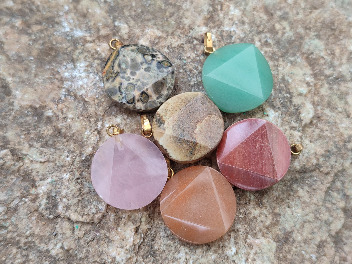 Hand Made Box Set of 12 Mixed Gemstone Faceted Satellite Pendants - Sold Per Box - From Southern Africa - Toprock Gemstones and Minerals 