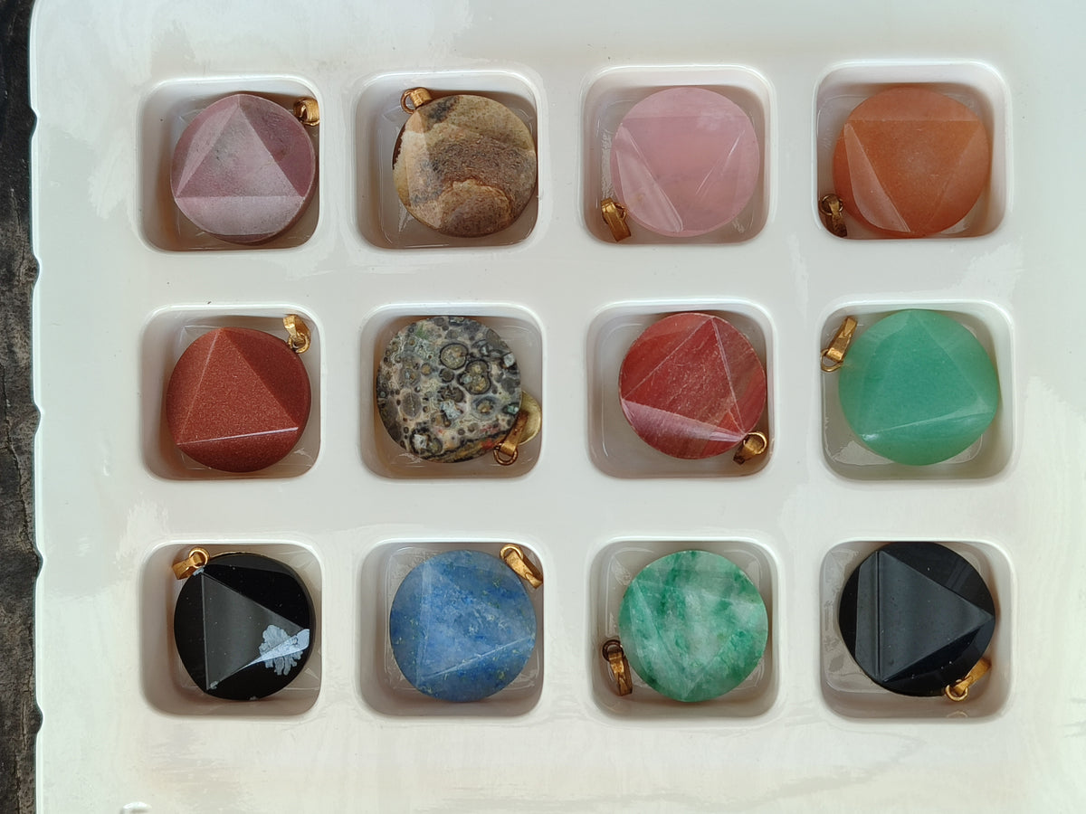 Hand Made Box Set of 12 Mixed Gemstone Faceted Satellite Pendants - Sold Per Box - From Southern Africa - Toprock Gemstones and Minerals 