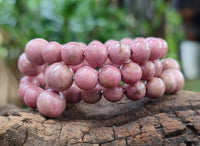 Polished Pink Rhodonite Beaded Clip On Bracelet - Sold Per Item - From Madagascar - Toprock Gemstones and Minerals 