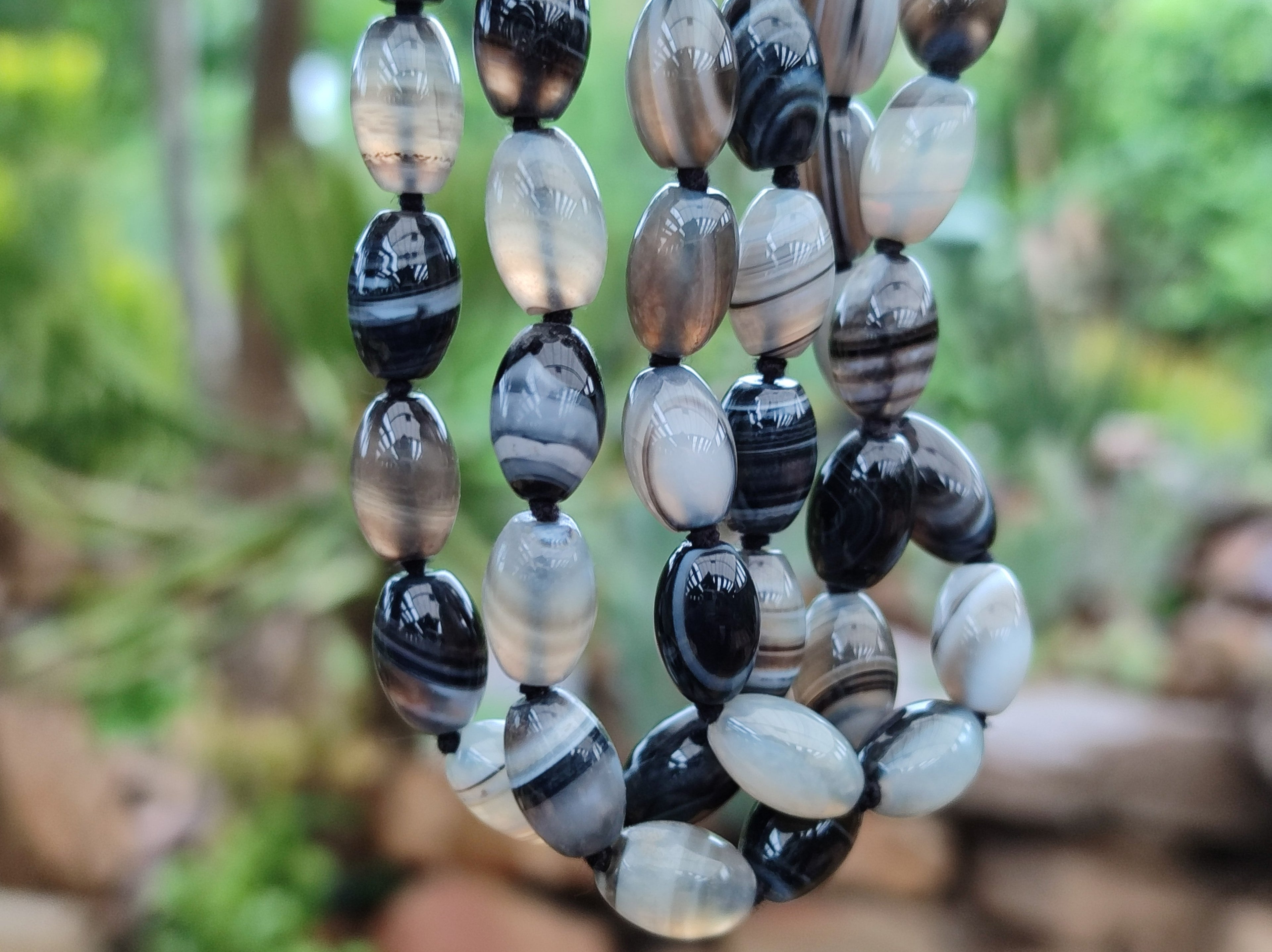 Polished Striped Botswana Agate Barrel Bead Necklace - Sold Per Item- From Botswana - Toprock Gemstones and Minerals 
