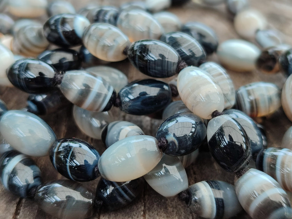 Polished Striped Botswana Agate Barrel Bead Necklace - Sold Per Item- From Botswana - Toprock Gemstones and Minerals 