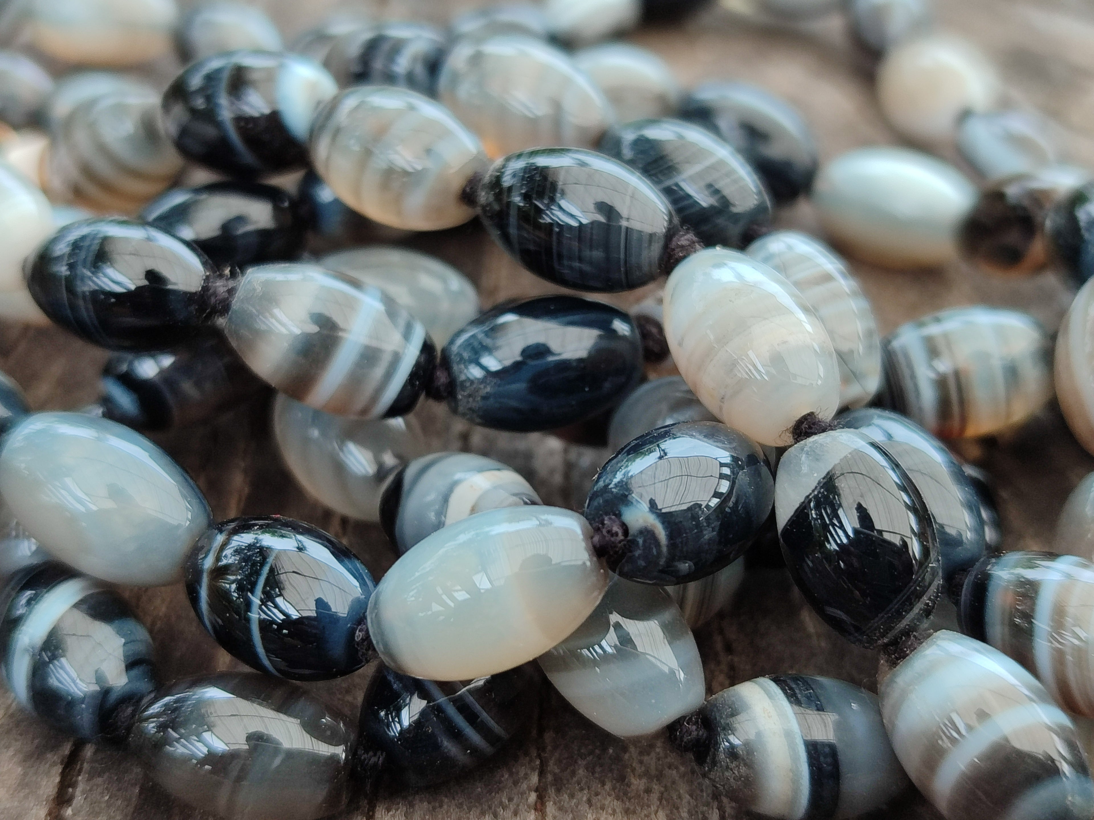 Polished Striped Botswana Agate Barrel Bead Necklace - Sold Per Item- From Botswana - Toprock Gemstones and Minerals 