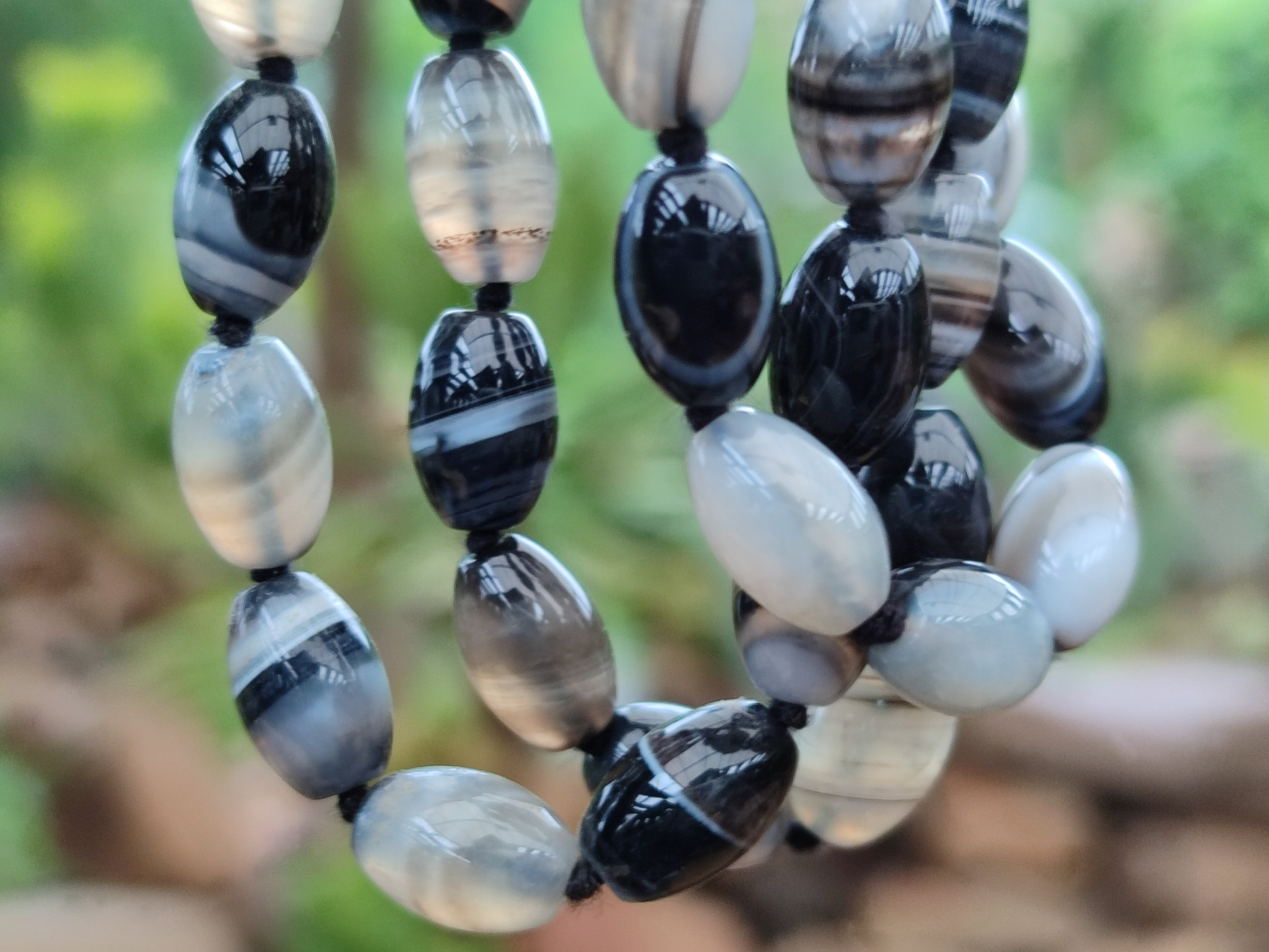 Polished Striped Botswana Agate Barrel Bead Necklace - Sold Per Item- From Botswana - Toprock Gemstones and Minerals 