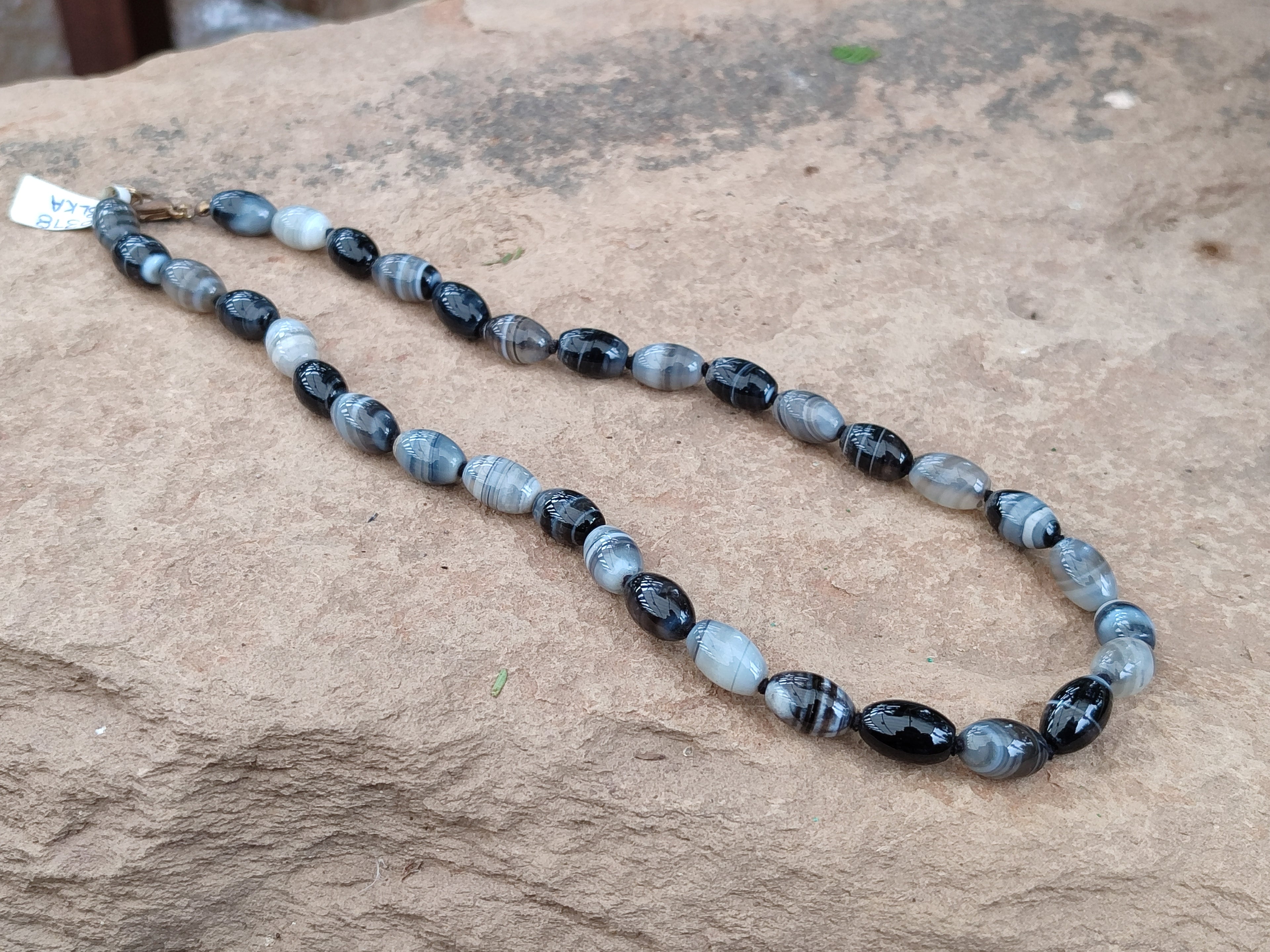 Polished Striped Botswana Agate Barrel Bead Necklace - Sold Per Item- From Botswana - Toprock Gemstones and Minerals 