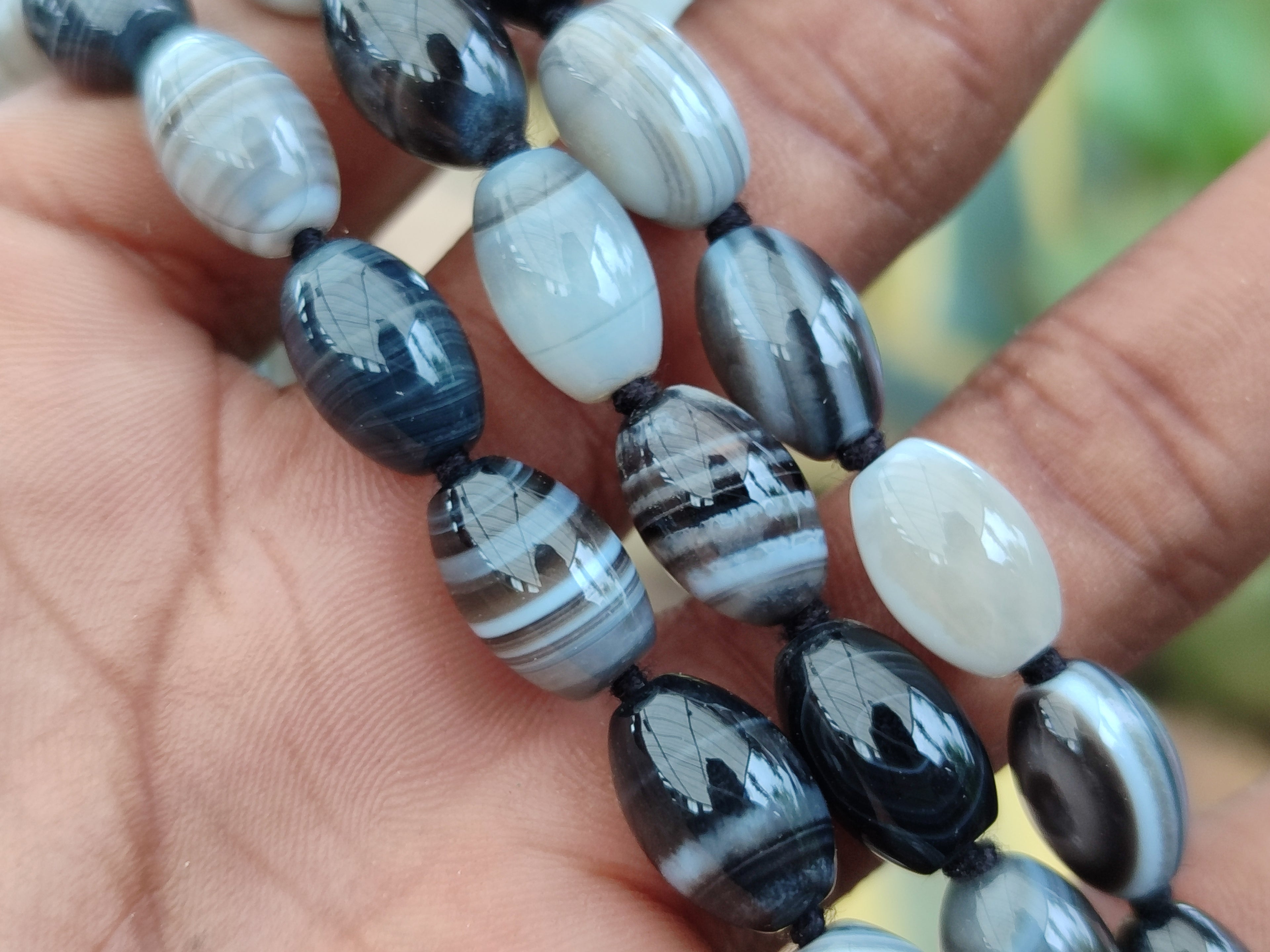 Polished Striped Botswana Agate Barrel Bead Necklace - Sold Per Item- From Botswana - Toprock Gemstones and Minerals 