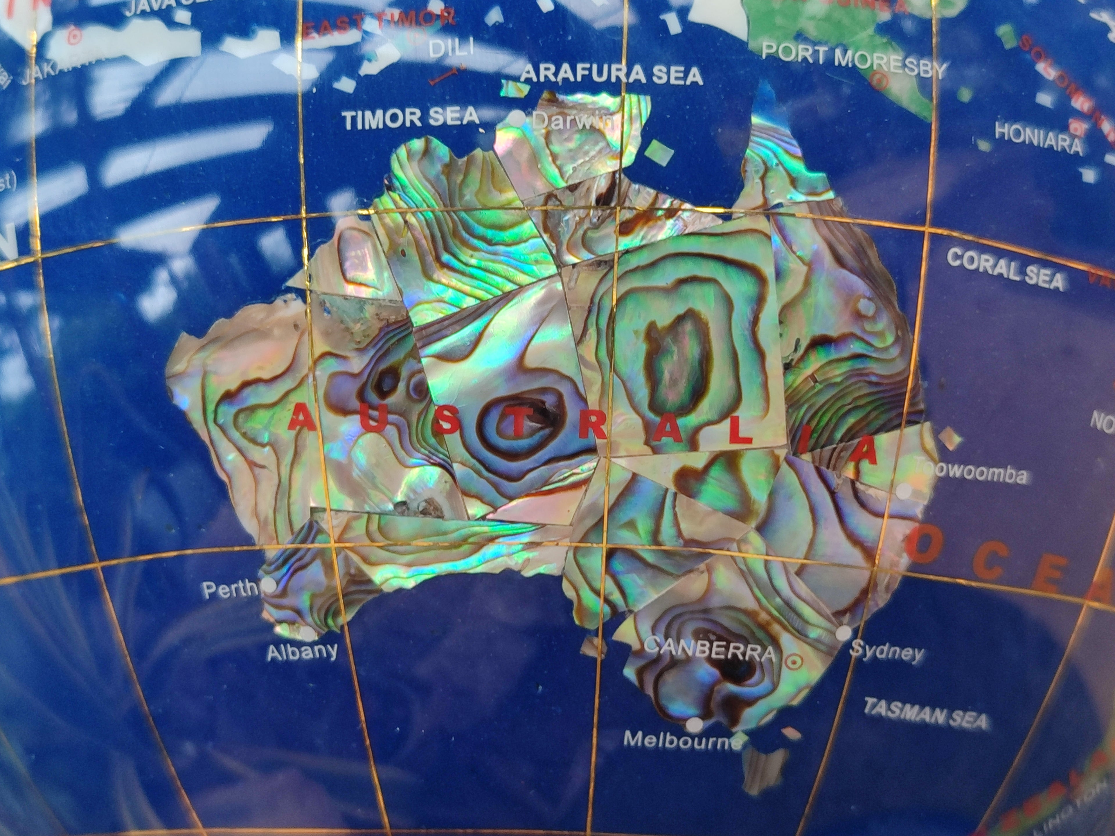 Hand Made Mixed Gemstone World Globe x 1 From China - Toprock Gemstones and Minerals 