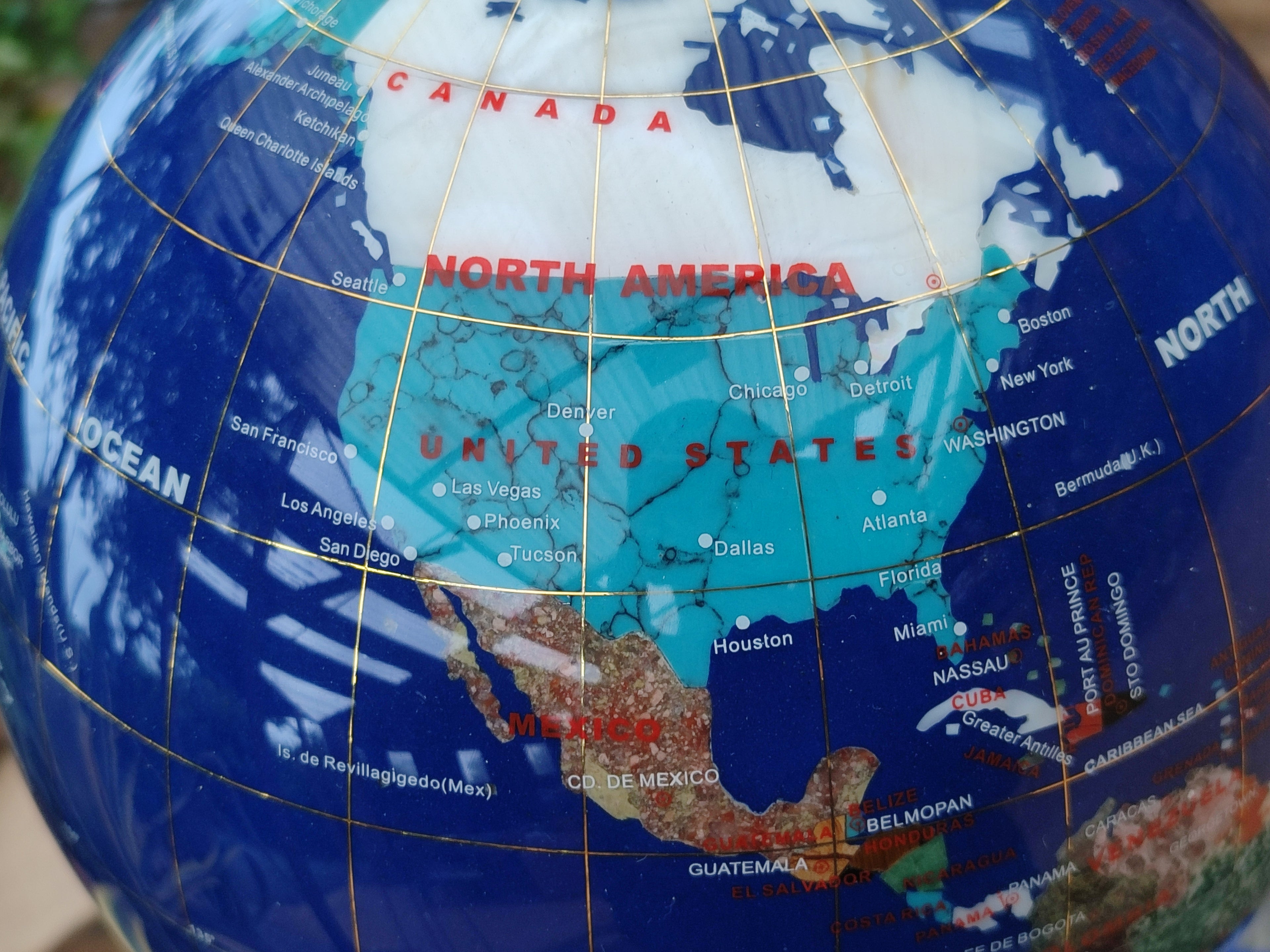 Hand Made Mixed Gemstone World Globe x 1 From China - Toprock Gemstones and Minerals 