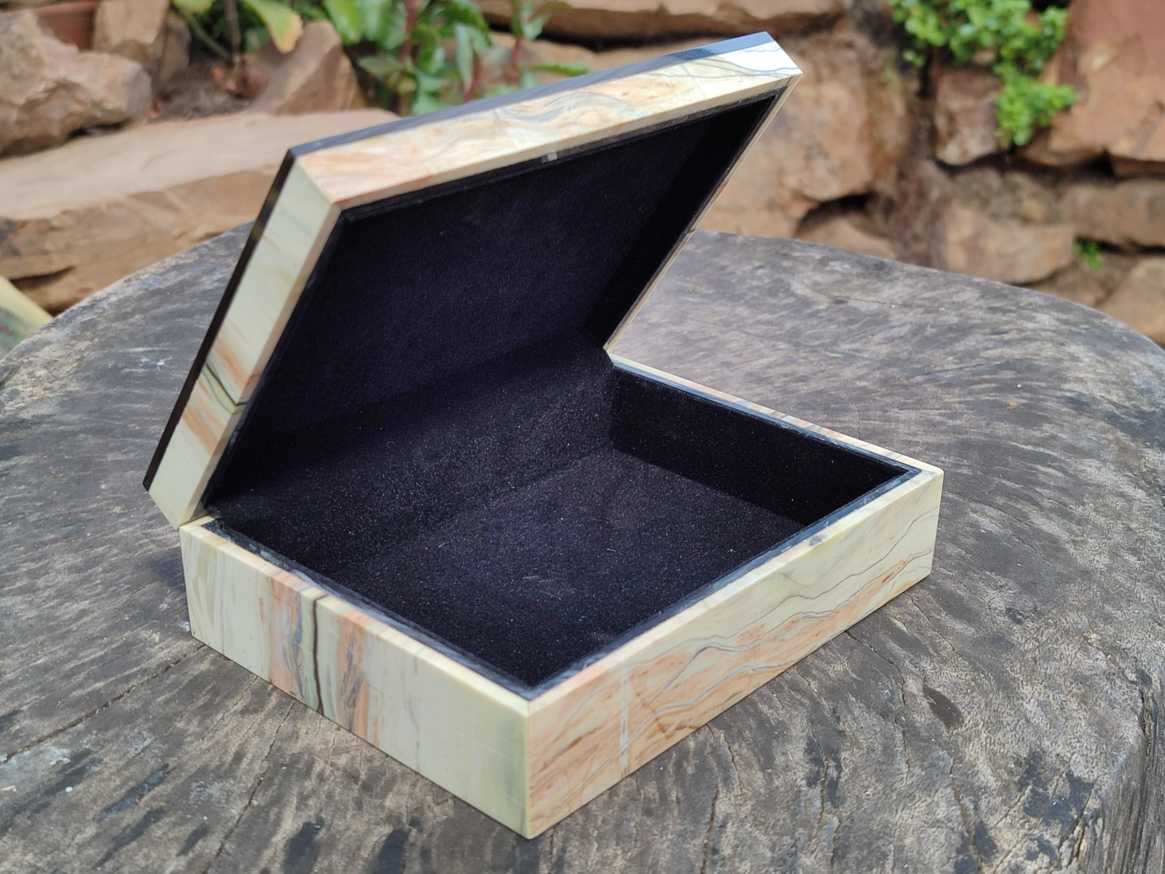 Hand Made Stone Jewellery Box x 1 From Southern Africa - Toprock Gemstones and Minerals 