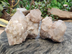 Natural Smokey Phantom Quartz Clusters x 6 From Luena, Congo - Toprock Gemstones and Minerals 