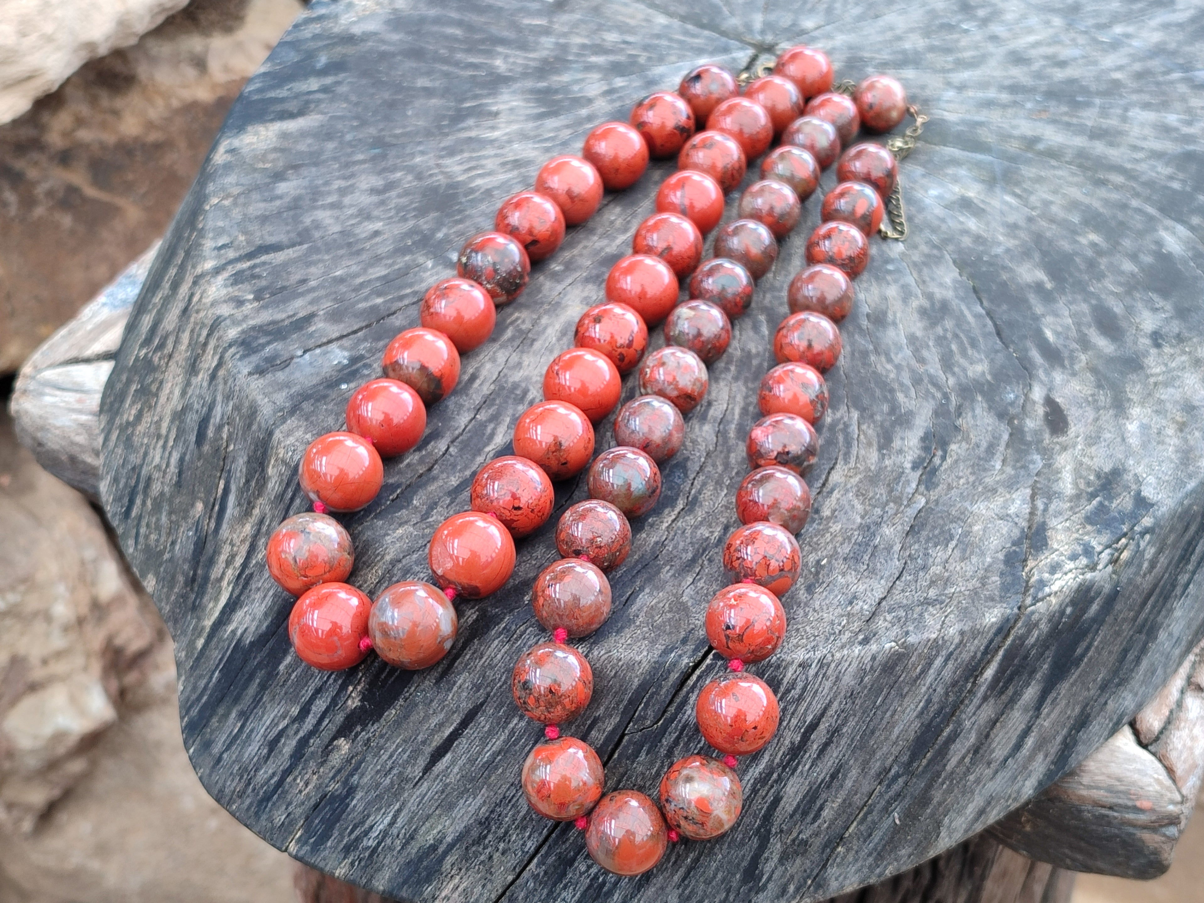 Polished Brecciated Red Jasper Ball Shaped Beaded Necklace - Sold Per Item - From South Africa - Toprock Gemstones and Minerals 