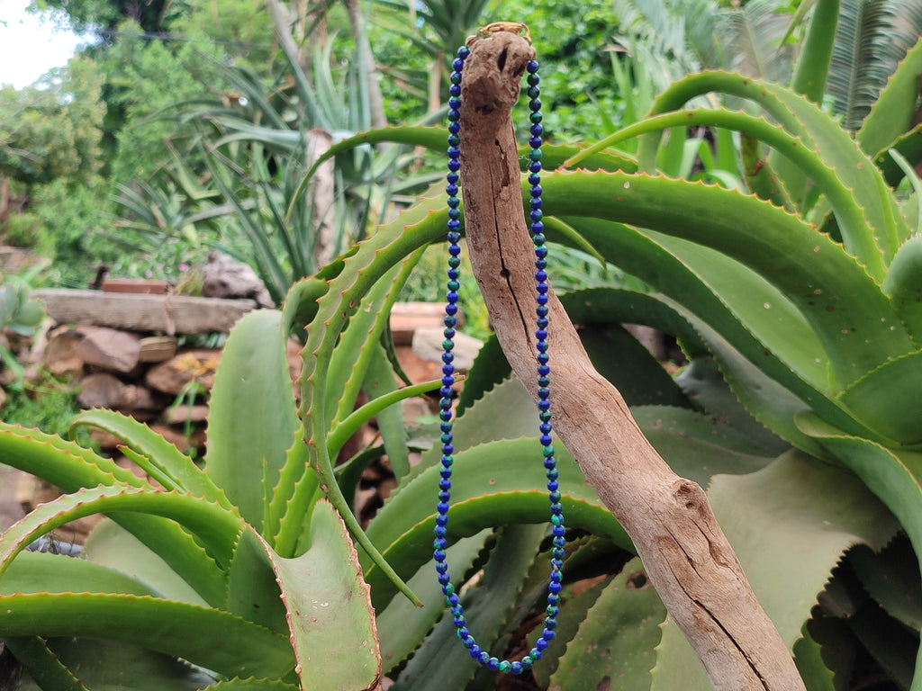 Polished A Grade Azurite and Malachite Ball Shaped Beaded Necklace - Sold Per Item - From Congo - Toprock Gemstones and Minerals 