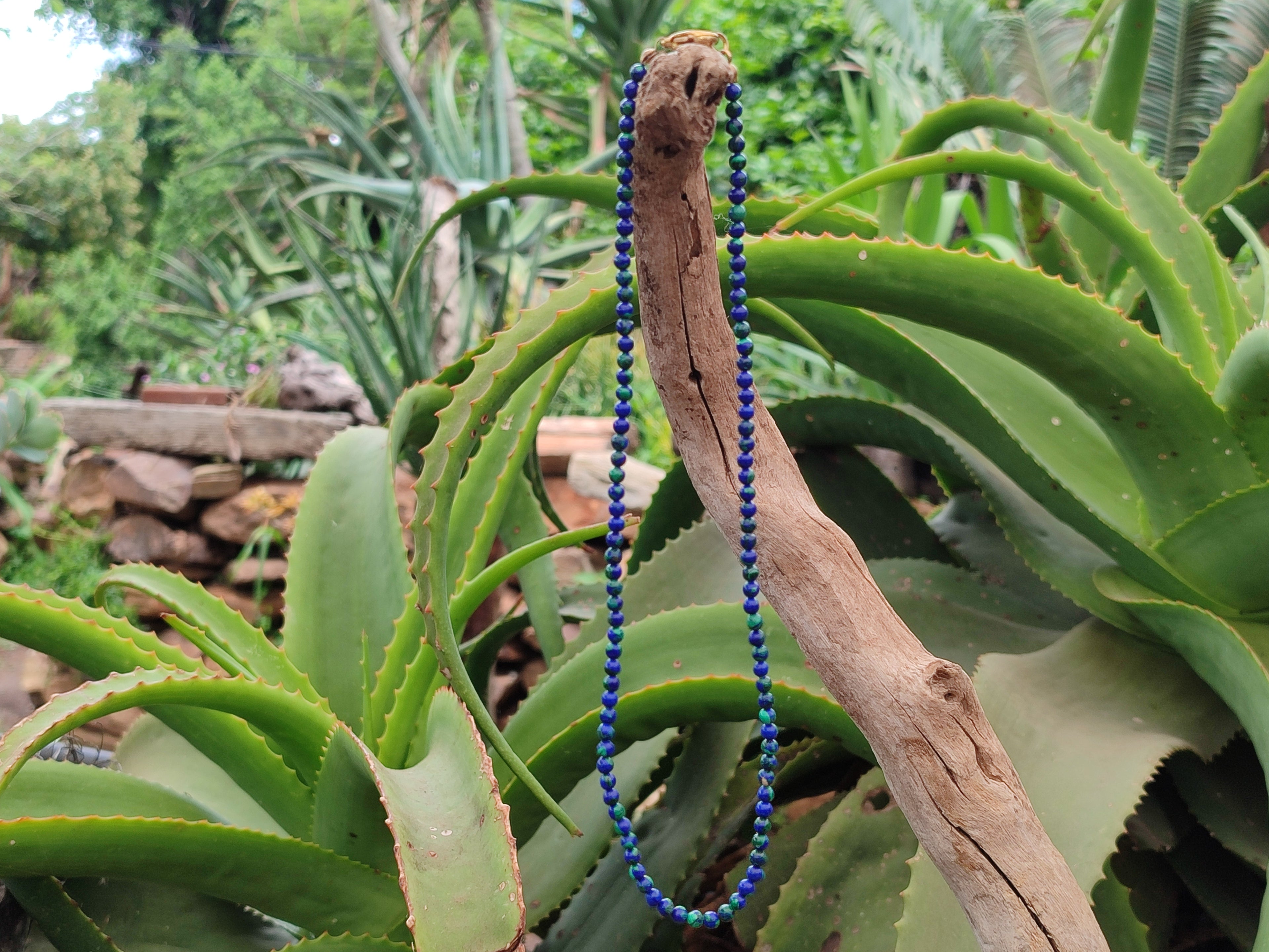 Polished A Grade Azurite and Malachite Ball Shaped Beaded Necklace - Sold Per Item - From Congo - Toprock Gemstones and Minerals 